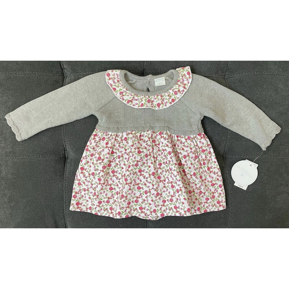 NWT's Edgehill Collection 9M Baby Dress with Diaper Cover Floral/Gray